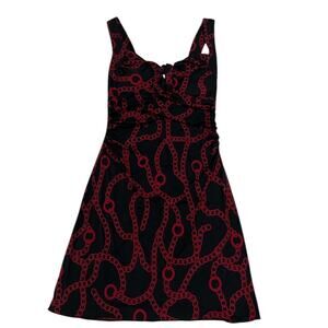 Vintage Y2k Early 2000s La Belle Mini Dress Bodycon Chain Print Size M Party